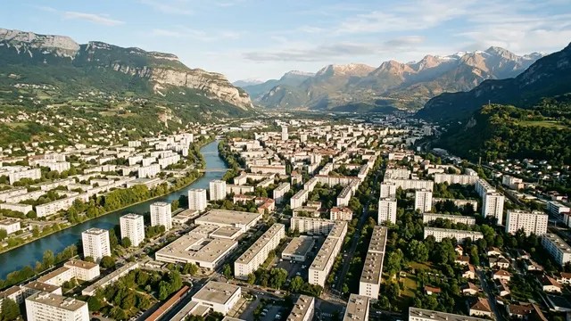 Vue aérienne — Isère — illustration, ne représente aucun établissement